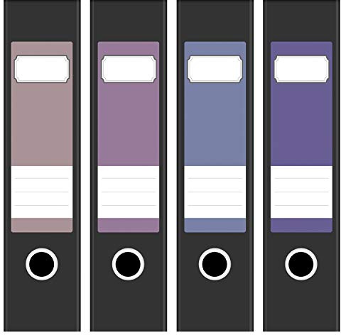 Ordneretiketten | 4 Aufkleber für breite Akten-Ordner | Farb-mix Lila | selbstklebende Design Akten-Etiketten | Deko Sticker für Rückenschilder Ordnerrücken | zum Beschreiben