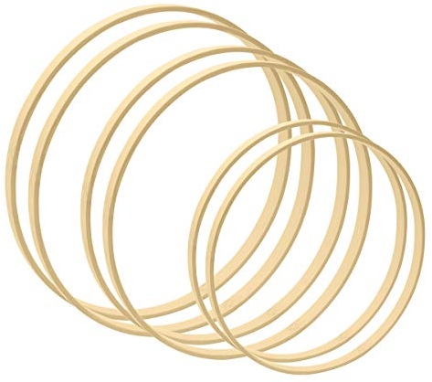 Worown 6 Pezzi Cerchio in Legno di Bambù, Anelli in Bambù per Artigianato (20,25 e 30cm) - Ghirlanda Nuziale fai-da-te & Decorazione Parete & Cerchi per Acchiappasogni