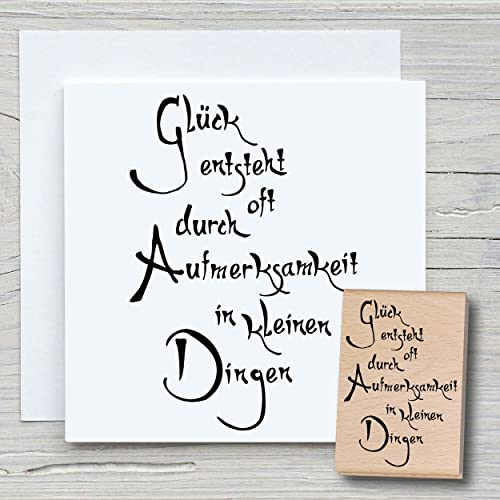 NEWSTAMPS Stempel Glück entsteht oft Motivstempel aus Holz & Gummi zum Karten und Geschenke basteln, Holzstempel für Sprüche, Spruchstempel, Textstempel, Scrapbook, Textilstempel, Deko