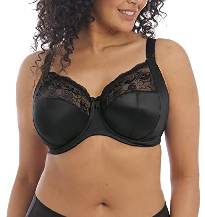 Elomi Women's Morgan Underwire Banded Stretch Lace Full Coverage Bra, Black, 38HH UK