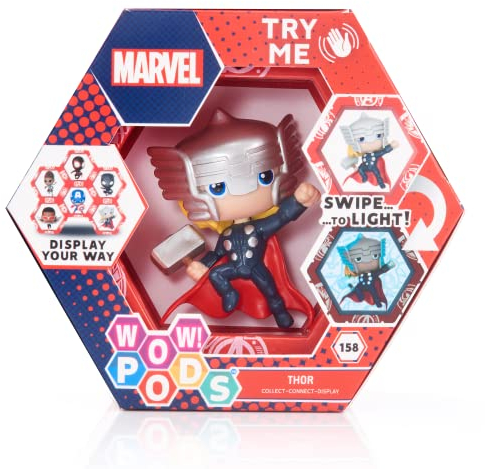 WOW! PODS Avengers Collection - Thor | Superhero Light-Up Bobble-Head Figure | Official Marvel Collectable Toys & Gifts