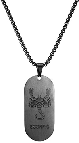 AFSTALR Gold/Silber/Schwarz Kette 12 Sternbilder Halskette Herren Tierkreis Kette Dog Tag Anhänger Konstellation Kette