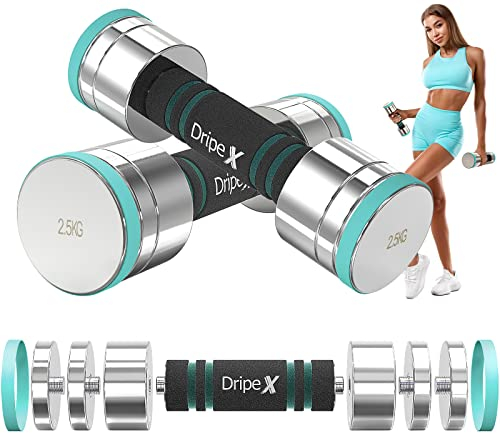 Dripex Hanteln Set Einstellbare Hantel 2x2.5kg, Kurzhanteln aus Stahl enthalten. 2,5kg 5kg 7,5kg 10kg 15kg 25kg 30kg 50kg Fitness Hanteln 5 KG mit Schaumstoff Griff für Zuhause
