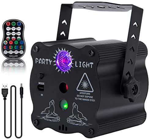 RCMo Discolampa festljus, discolampa med 2 m USB-kabel och trådlös fjärrkontroll musikstyrd, röststyrd LED-discoljus, 360° LED RGB festljus för klubb bröllop födelsedag jul