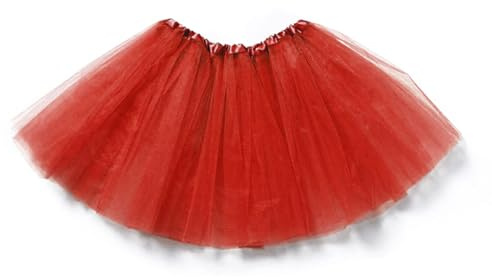 FUREINSTORE Falda de Tutú para Niñas, Falda de Tul para Ballet 3 Capas Elástica Disfraz de Princesa Carnaval 30cm de Largo Talla Única (Rojo)