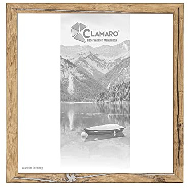 CLAMARO Bilderrahmen Collage, eckig, 28x28 cm, Eiche Altholz, Acrylglas | Außenmaß ca. 32,8x32,8 cm, MDF-Holzleiste, HDF-Rückwand, Metallaufhänger für Hoch- und Querformat, handgefertigt