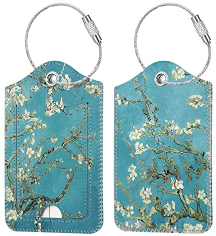 Fintie Gepäckanhänger, Sichtschutz, ID-Etikett für Reisetasche, Koffer | Mit Edelstahlschlaufe und Adresskarte, Sternennacht, Blüte