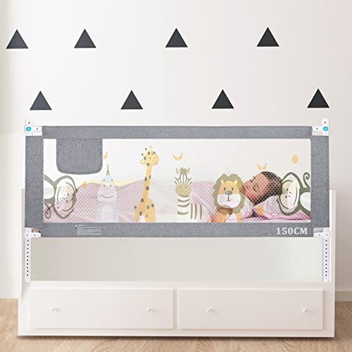 Sentasi Rausfallschutz Kinderbett 150CM, Rausfallschutz Bett Con Elevación Vertical, Baby Bettgitter Barandilla Regulable En Altura,Fallschutz Bett (Nur1 Seite)