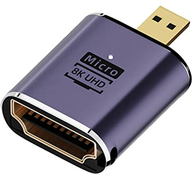 CY Cable 8K Micro HDMI macho a HDMI 2.1 hembra UHD Extensión Oro Adaptador convertidor compatible con 8K 60Hz HDTV