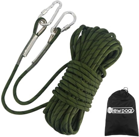NewDoar 18KN Statisches Kletterseil 10 mm (3/8 Zoll) Zubehörkabel Ausrüstung 33 Fuß (10 m), 66 Fuß (20 m),98 Fuß (30 m),165 Fuß (50 m) Fluchtseil Eiskletterausrüstung Feuerrettungsseil-Armeegrün/50 m