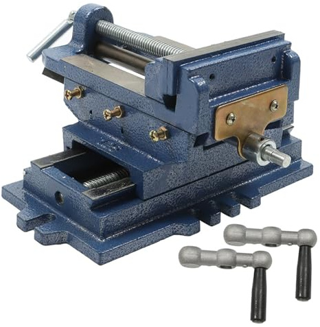 Cross Slide Vise Drill 5in 2 Way X-Y Heavy Duty Clamp Machine Replacement for Metal Milling Drilling Machine Blue