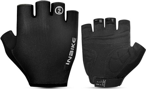 INBIKE Gants Velo VTT Cyclisme Homme et Femme pour Cycliste Été Moto Cross BMX Trotinette Electrique Rembourrés 3mm Gel Anti-Choc Respirant Noir S