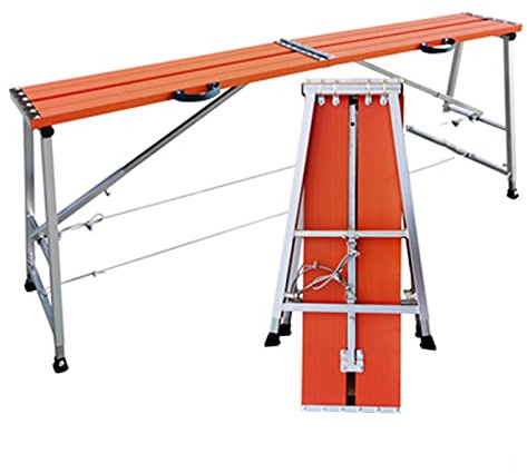 Ponteggio pieghevole portatile, piattaforma di lavoro regolabile in altezza 70-119 cm, attrezzatura per ponteggi in alluminio per la casa, rattoppatura di cartongesso o pulizia finestre (dimensioni: