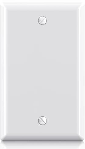 ELEGRP 1-Gang Blank Device Wall Plates, Standard Size 4.5 H x 2.75 L Unbreakable Thermoplastic Blank Faceplate Cover for Unused Outlets/Switches, UL Listed (1 Pack, Glossy White)