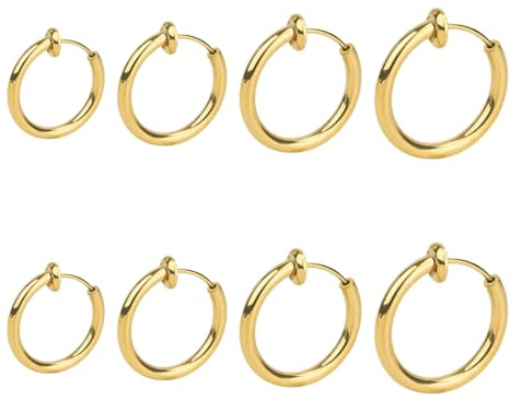 4 Paires Boucles d'oreilles Non-Percées Boucles d'oreilles Fake Clicker Nose Ring Ear Clip Body Jewelry,Acier Inoxydable Boucles d'oreilles Clips Homme Femme Fille Boucle d Oreille Or