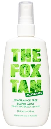 The Fox Tan - Fragrance Free Rapid Tanning Mist - Bräunungsbeschleuniger ohne Parfüm und Selbstbräuner, Bräunungsspray für Gesicht und Körper, für Sonne und Solarium, 120 ml