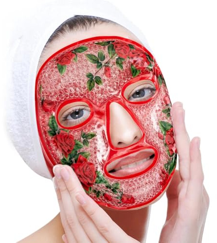 Kühlmaske Gesicht Eis Augenmaske Eiskalte und Heiße Kompresse Gesichtsmaske, Gesicht SPA für Druck, Kopfschmerzen, Geschwollene und Müde Augen