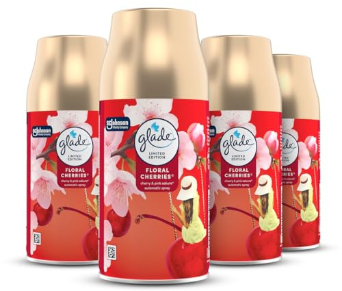 Glade Automatic Spray Refill, Floral Cherries, Air Freshener 4 x 269ml, Packaging May Vary