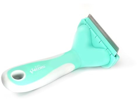 Record - Spazzola Rimuovipelo per Cani, Autopulente con Manico Ergonomico. Rastrello per Cani con Punte in Acciaio Inox. Rimozione Sottopelo Rapida e Sicura, Favorisce la Salute del Pelo | 7,5 x 16,5