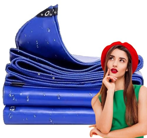 WLRHGl Telo Telone PVC Multiuso Occhiellato, 2 x 12.5 m Retinato Con Occhielli per Esterno Resistente UV Impermeabile per Rimessaggi Tende Balconi Coperture WLR010, Blu