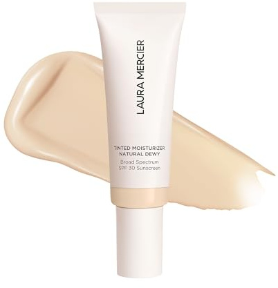 Laura Mercier Tinted Moisturizer Natural Dewy with SPF 30: 24HR+ Hydration, Long Lasting, Sheer to Light, Buildable Coverage, Dewy Finish, Improve Skin Tone and Texture, Skin Tint, Silk