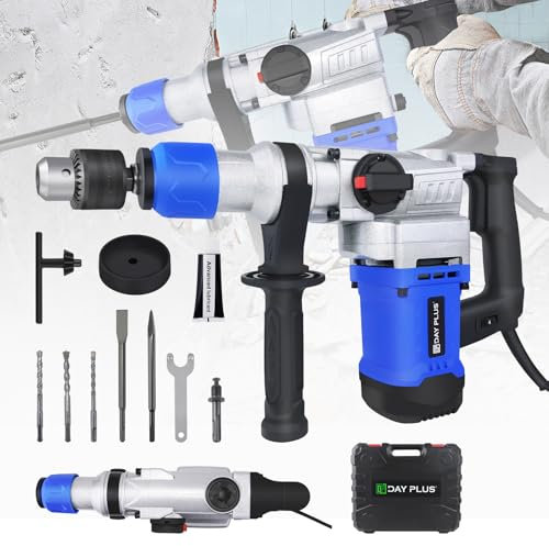 SDS Rotary Hammer Drill,Electric Corded Hammer with 6 Modes & 360°Rotation Handle,Impact Percussion Drill 1080W,Driver Drill Set with Drill Bits&Chisels for Brick Wall/Stone/Concrete