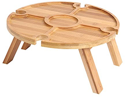 GANYKQ Holz-Klapptisch für den Außenbereich, zusammenklappbar, tragbar, faltbar, klein, Strand, Campingtisch