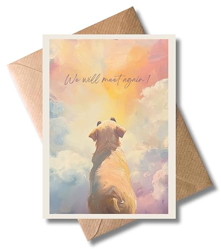 WBdesignz Biglietto di condoglianze per cani we will meet again, biglietti di condoglianze per cani e animali domestici, carta di condoglianze, arcobaleno, formato A6