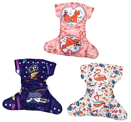 Babywindel Trainingshose 3 Stück Packung für Babys | Atmungsaktiv, Leicht und Auszuziehen, Flexibles Design, Niedliches Cartoon Muster, für Uringewohnheiten Zufällige Farbe