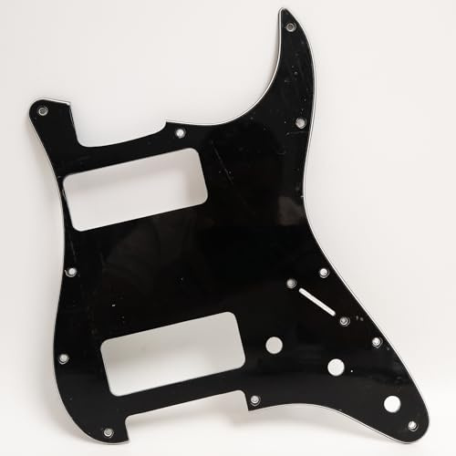 Gitarren-Pickguard für ST Dual P90 Pickup Pickguard Scratch Plate, 11-Loch SSS Strat Pickguard Kompatibel mit USA/Mexico Strat, Custom Guitar Mod Part (3 Ply Black)