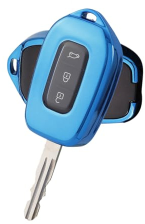ATFIGII Autoschlüssel Hülle Kompatibel mit Renault Schlüsselhülle Twingo 3 Dacia Sandero Stepway ||| Dacia Sandero 3 Duster Dokker Cover TPU Schlüssel Schutz 3 Tasten Blau