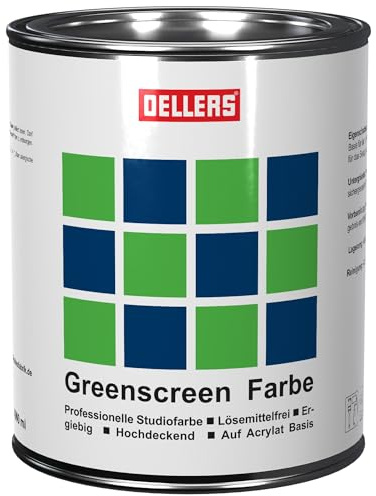 OELLERS Peinture fond vert Greenscreen, 1l, chroma vert, mate | peinture mur, pour studio, production vidéo et photo