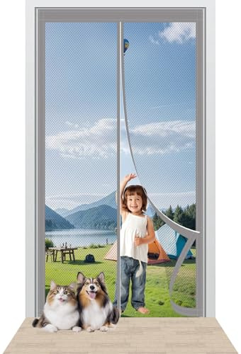 Zanzariere Magnetiche per Porte Finestre 134 x 196 cm Nessun Attrezzo Richiesto Zanzariere Magnetiche Viene Fornito con Kit di Montaggio per Porte da Balcone/Cantine/Terrazze, Grigio