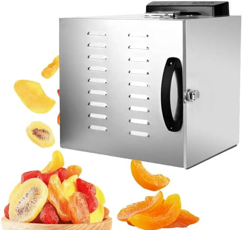 Essiccatore for alimenti for animali, essiccatore for frutta in acciaio inossidabile con 6/8 vassoi, essiccatore elettrico for carne, timer regolabile 24 ore e controllo della temperatura 30-90°C(6 Tr