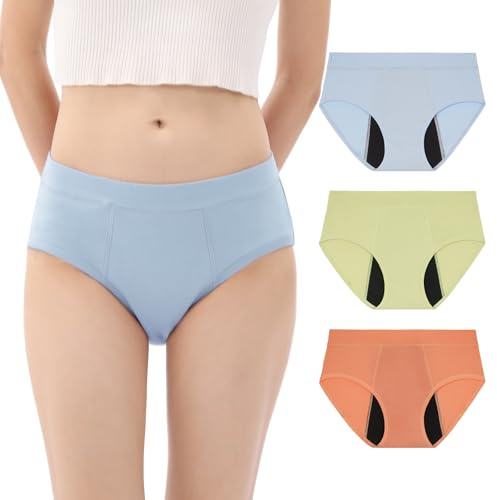 INNERSY Period Pants for Teenage Girls Heavy Flow Age 10-18 Years Pack of 3 | First Starter Kit for Young Teens, Cotton Menstrual Knickers, Teenager Leak proof Underwear, Day & Overnight, Back to School