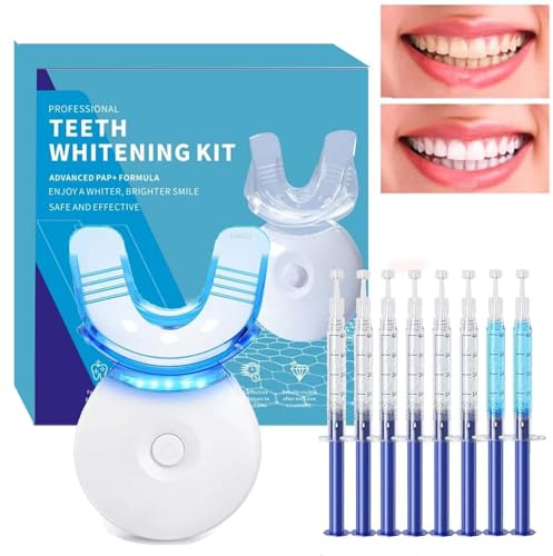 Bleaching Teeth Set- Professional Teeth Whitening Kit for Home Use, 6 Whitening Gels & 2 Desensitizing Gels, Safe for All Teeth Types, Easy to Use for Smokers/Coffee Lovers