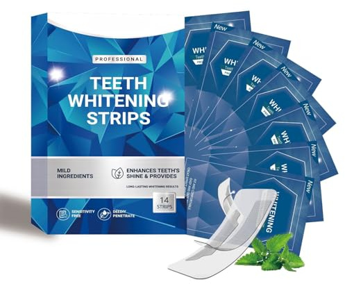 Teeth Whitening Strips 14 Strips - Teeth Stain Remover Safe for Enamel, Dental Whitening Strips for Coffee, Smoking, Tea & Wine Stains, for a Confident White Smile, Non Sensitive Tooth Whitening