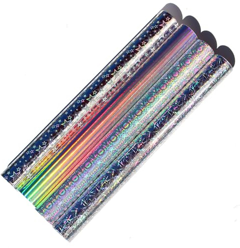 4er Set Klebefolie Hologramm Selbstklebende Glitzer Dekofolie Farbig Bastefolie Glitter Vinyl Aufkleber DIY 100cm x 33cm (Bunt gemischt 2)