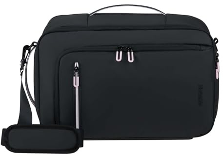 American Tourister Puffypop - Dam Under-Sätes Handbagage (40 x 25 x 20 cm, 21 L, 0.70 kg) - Mångsidig 3-Way Kabinväska, Flygplansryggsäck med Laptopfack 14 - Svart