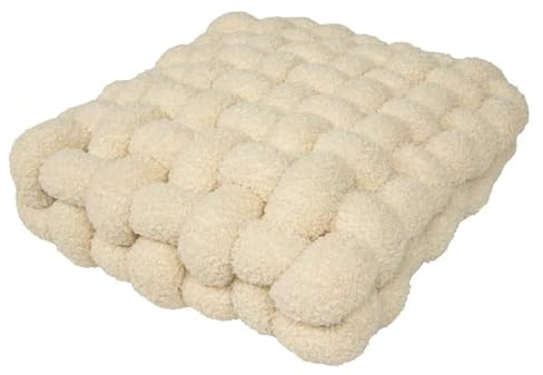 LXLAEOANG Cojín de Nudo, Almohada Peluche estética, Suave vellón bereber, Felpa for Dormitorio, Silla, cojín Anudado for Dormir(Beige,30x33x12CM)