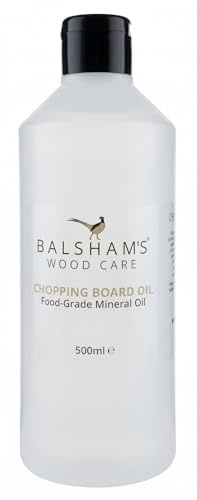 Chopping Board Oil by Balsham's Wood Care - Food-Grade Mineral Oil – Restores & Protects Wooden Cutting Boards, Butcher Blocks, Utensils, Countertops, Slate Tableware (500ml)