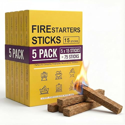 Avger Natural Fire Starter for Fireplaces: Quick Start Fire Starters Sticks for Campfires Grills Outdoor BBQ Firepit Wood Stove - Odorless Charcoal Firestarter Cubes 75 Count