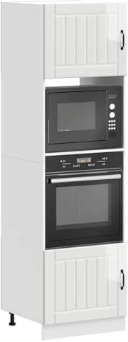 Gecheer Oven Cabinet Set of 2 Gloss White Engineered wood Compact Oven cabinet Model3315043
