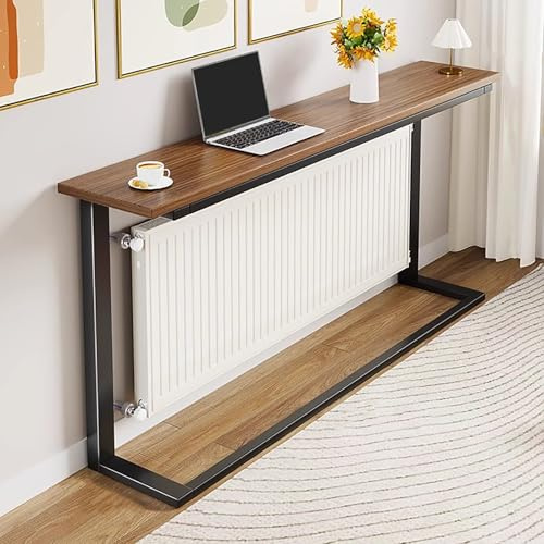 WXXZCE Heizungsregal, Ablage Über Dem Heizkörper, Heizkörper Verkleidung, Langer Tisch Hinter Dem Sofa, für Zuhause und Büro(Brown,140cm/55in)