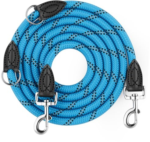 Aystkniet Laisse Chien 2M, Réglabl 2 Point Laisse Multiposition Gros canin | Laisse Main Libre Chien 12mm Robuste, Multifonction, Longueur Réglable Longe, Fils Réfléchissants, Supporte Jusqu’à 250kg