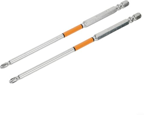 Lot de 2 embouts de tournevis cruciformes PH2 pour tournevis électrique et perceuse, dureté HRC62, pointe magnétique en alliage d'acier, tige hexagonale de 6,35 mm, 2 pièces (150 mm)