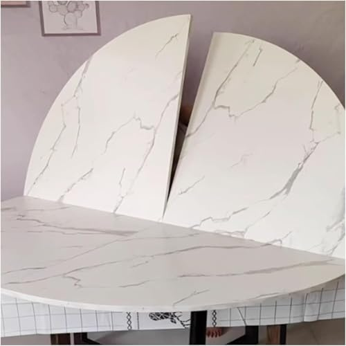 Rund bordsskiva, vikbar bordsskiva, utdragbar rund bordsförlängning, vikbar bordsskiva för fester (W, 130 cm/51 tum)