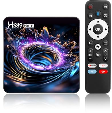 Boîtier TV Android 14.0, HS89 Pro 15 Android TV Boxavec RK3539 Quad-Core 64 Bits, Prise en Charge 4K 1080P 3D 2,4/5,0 GHz WiFi Double Bande BT5.4 Ethernet 10/100 M, 4Go RAM+32Go ROM, HDMI 2.1 USB 3.0