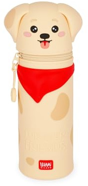 Legami - Kawaii Astuccio Scuola 2 in 1 in Morbido Silicone, Golden, Portapenne da Tavolo, Chiusura con Cerniera, Penne Pastelli Pennarelli, H 20 cm