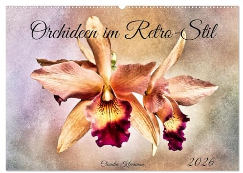 Orchideen im Retro-Stil (Wandkalender 2026 DIN A2 quer), CALVENDO Monatskalender: Zauberhafte Orchideenblüten als Gemälde (CALVENDO Natur)